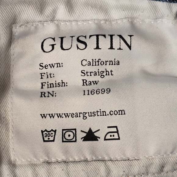 Gustin Jeans Mens 33 (Fits 29x27) Blue Straight Raw Selvedge Denim Minimalist - Picture 9 of 16